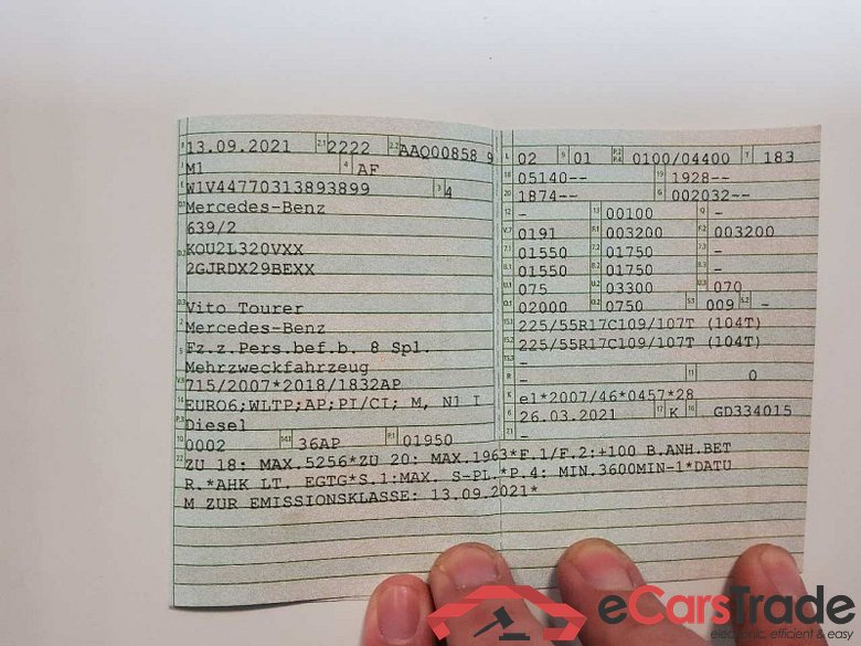 Mercedes-Benz Vito Tourer (447)(07.2014->) DE - Kb4 114 CDI EU6d, Base RWD lang (EURO 6d), (Facelift) 2021 - 2024 #5